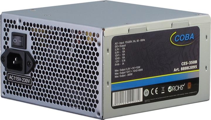 Intertech Coba CES-350W 82+ ATX Netzteil 350W Luefter 120mm 1x PCI E 6+2 polig 3xS ATA 1x EPS 8 polig 1x FD... (350 W)