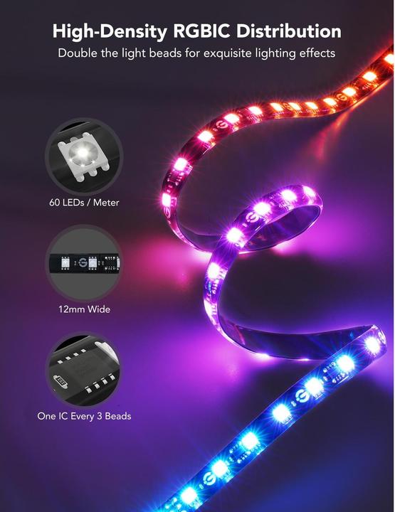 Productafbeelding Govee Envisual TV Backlight T2, RGBIC, WiFi, BT (RGBIC, 360 cm, Interieur)