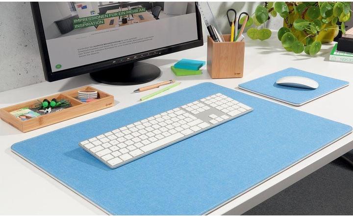 Actual product image Sigel Desk Pad Eyestyle, light blue-dark grey, white middle layer and stitching, recycled PET, recycled PP (600 x 450 mm)
