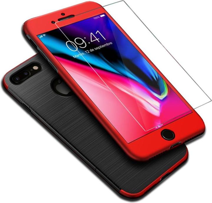 Produktbild König Design Apple iPhone 7 Plus Hülle Case Handy Cover Schutz Tasche Schutzhülle Carbon Rot (Apple iPhone 7 Plus)
