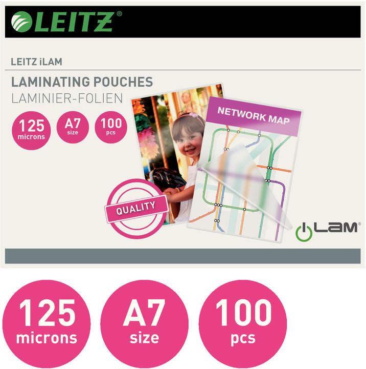 Actual product image Leitz Laminating foil pouch (A7, 100 Piece, 125 µm)