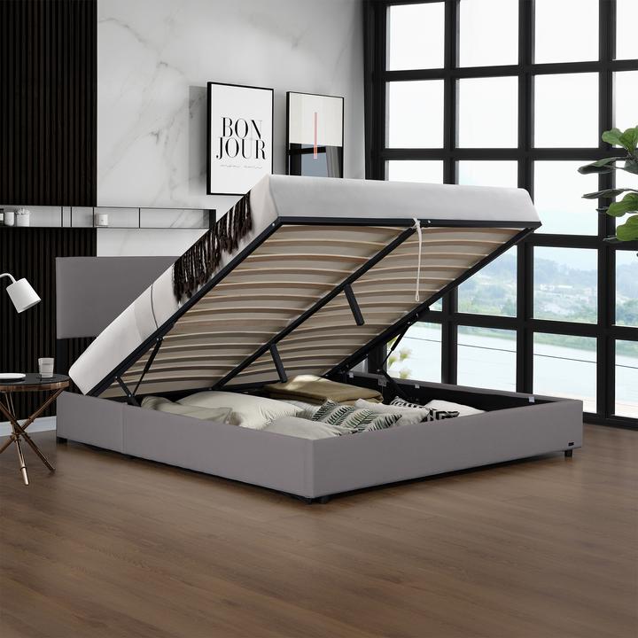 Produktbild Corium Polsterbett Juva mit Matratze und Bettkasten 180x200 cm Grau (180 x 200 cm)