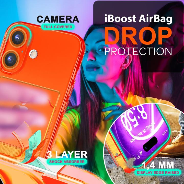 Immagine prodotto Nalia Portacarte trasparente in silicone trasparente al neon (Apple iPhone 16)