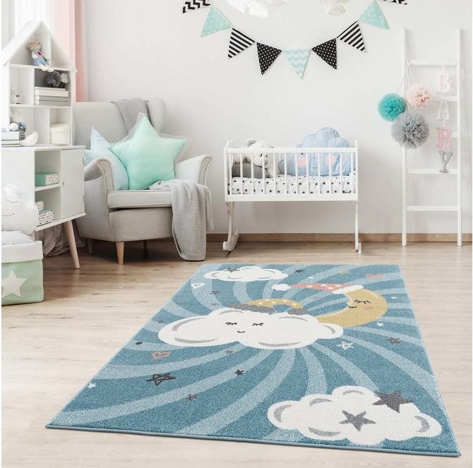 Image du produit Paco Home Tapis enfant Montagne Nature Bleu (80 x 150 cm)