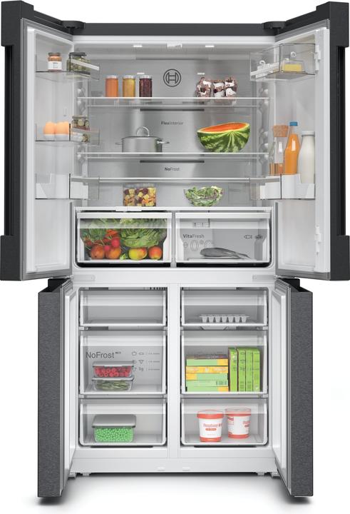 Produktbild Bosch Hausgeräte Serie 6 KFN96AXEA, Freestanding, French door, Black, Touch, LED, On door (605 l)