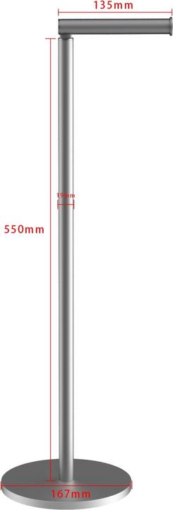 Actual product image Intirilife Freestanding Stainless Steel Toilet Paper Holder Paper Roll Stand in Silver - Height 55 cm