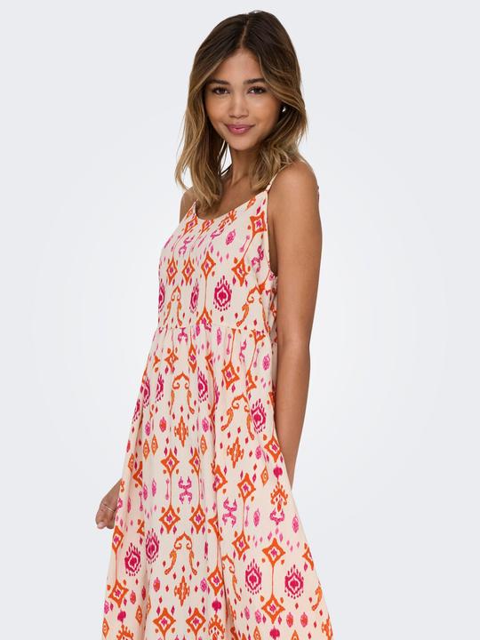Actual product image Only Normal geschnitten Kleiner Stehkragen mit Knopfleiste Verstellbare Träger Langes Kleid Kleid (L)