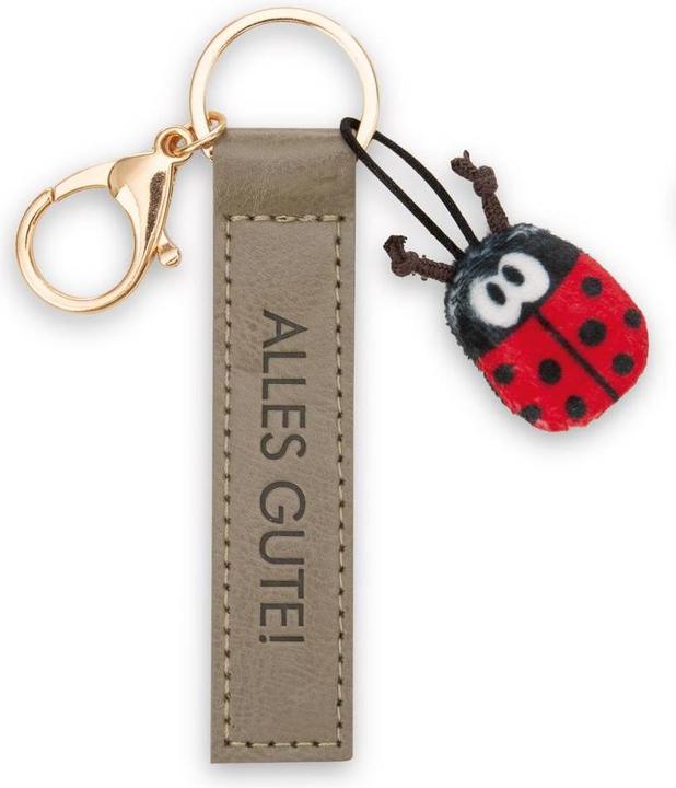 Magni NICI Schlüsselanhänger Alles Gute! Kunstlederband mit Marienkäfer olive 10cm