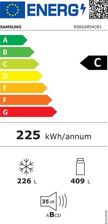 Label énergétique Samsung Sams SideB RS6GA854CB1/EG C bk (635 l)