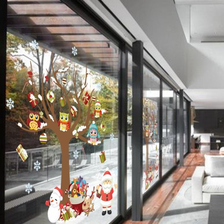 Image du produit Cover-Discount Stickers muraux Arbre de Noël et Père Noël (80 x 88 cm)