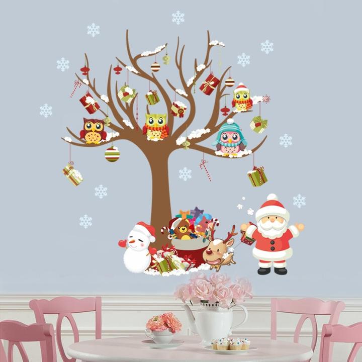 Image du produit Cover-Discount Stickers muraux Arbre de Noël et Père Noël (80 x 88 cm)