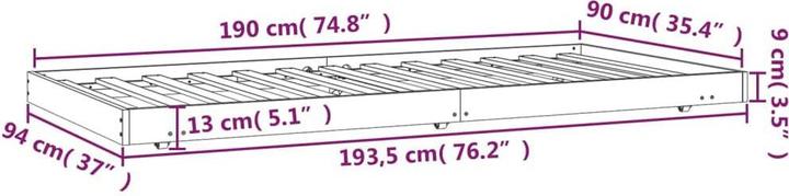Produktbild VidaXL Bett Kiefer (90 x 190 cm)