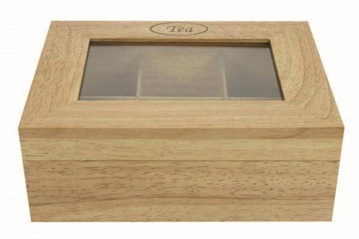 Produktbild Cosy&Trendy Teebox m. 6 Fächer Glasdeckel Holz, 23.8x18.8 cm