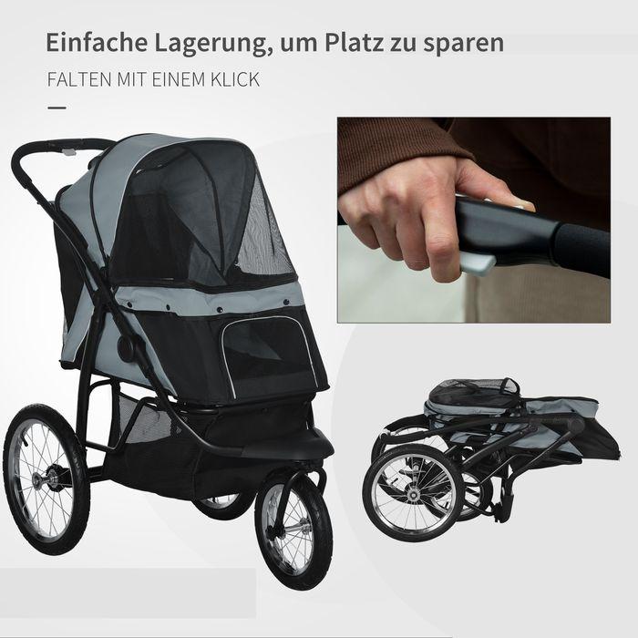 Produktbild Swisshandel24 Hundebuggy, Katzenbuggy mit Reflektoren, Faltbar mit Aufbewahrungskorb, Sonnenschutz, Netzfenster, f (Hund, Katze, Reflektoren, Faltbar)