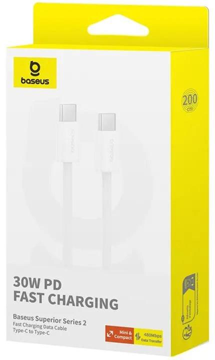 Image du produit Baseus Superior Series ll USB-C - USB-C 30W 480Mb/s 2m - blanc (2 m, USB 2.0)