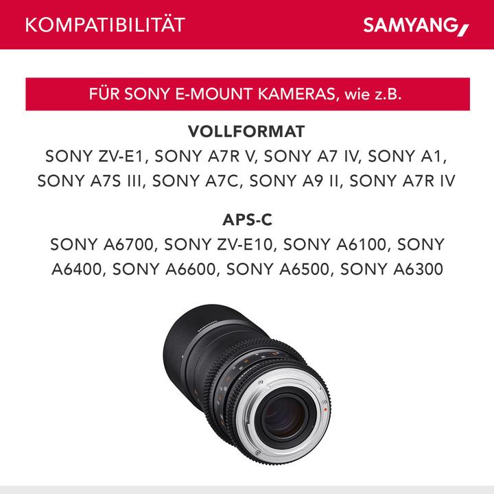 Actual product image Samyang 100mm T3.1 Sony E-Mount (Sony E, full size)