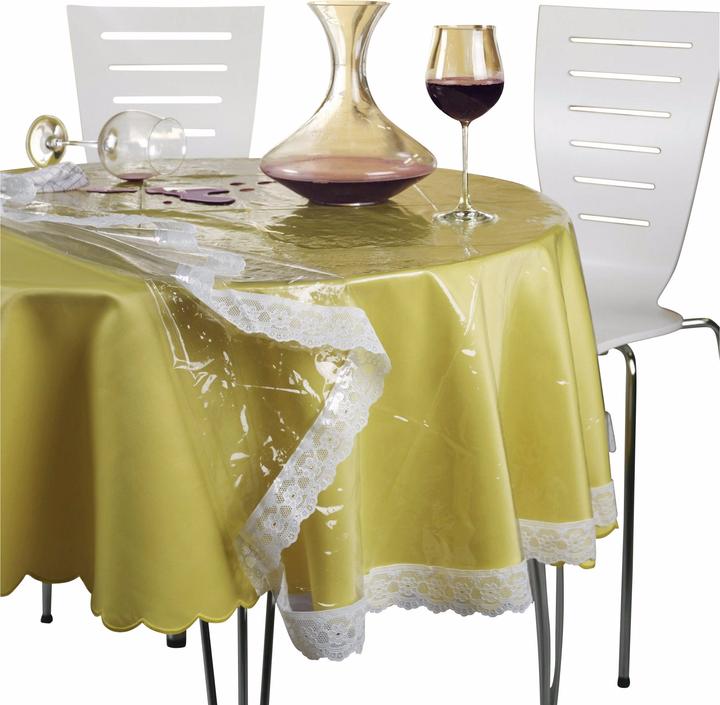 Produktbild Sellmer Tischdecke Glasklarfolie mit Spitze (160 x 140 cm)