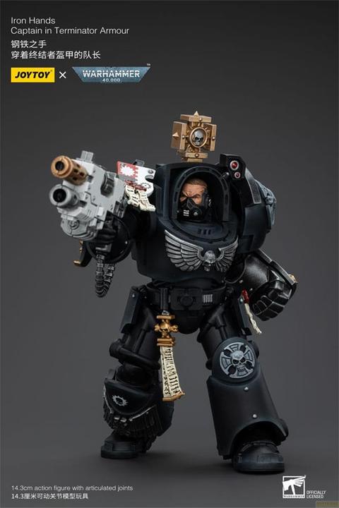 Actual product image Joy Toy Warhammer 40k action figure 1/18 Iron Hands Captain in Terminator Armour 14 cm