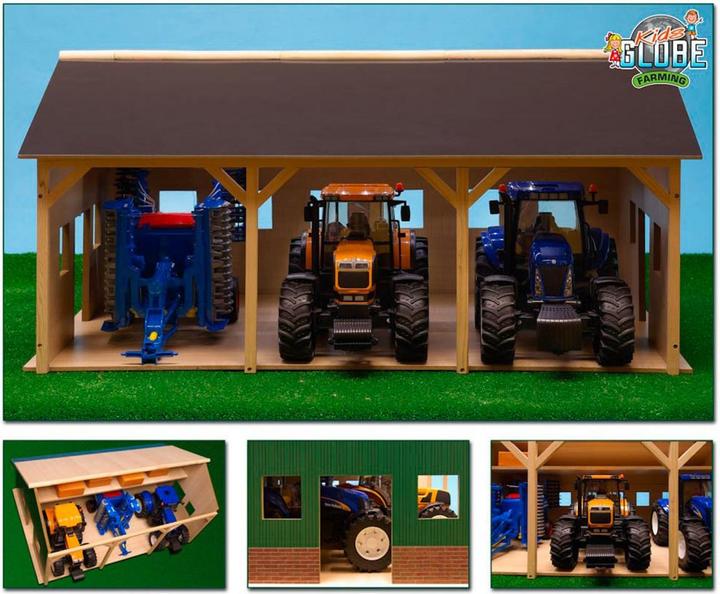 Produktbild Kids Globe Farming Agricultural Shed Wood für 3 Traktoren