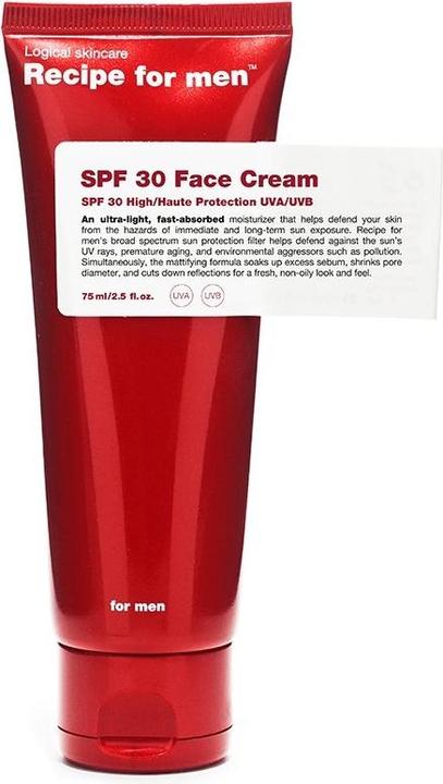 Actual product image Recipe for men Moisturizer (SPF 30) (Sun cream face, SPF 30, 75 ml, 103 g)