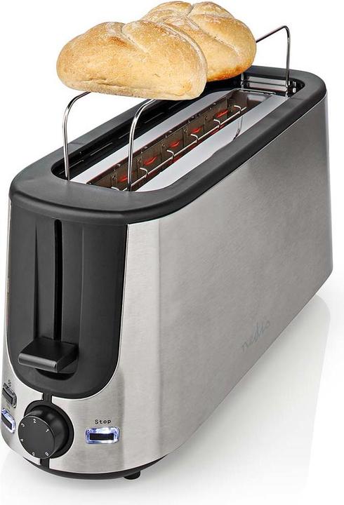 Produktbild Nedis Toaster Edelstahl Serie 1 Steckplätz Bräunungsstufen: 6 Auftaufunktion Brötchenaufsatz Alumini (EU-Stecker)
