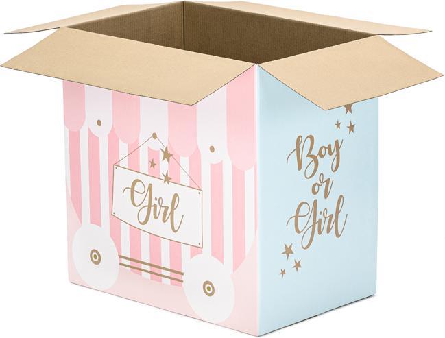 Actual product image Partydeco Balloons box - Boy or Girl, 60x40x60cm (1 pkt / 5 pc.)