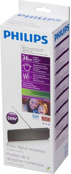 Actual product image Philips DVB-T flat indoor aerial (Flat antenna, Indoor antenna, 38 dB, DVB-T / -T2, DVB-S / -S2)