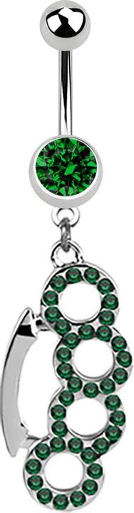 Produktbild Star Piercing Banane silber mit Anhänger Schlagring grün (Chirurgenstahl 316L, ohne Messing)