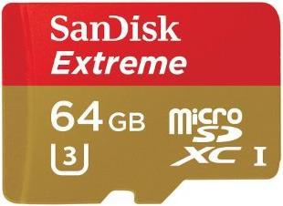 SanDisk Extreme microSDXC mit Adapter (64 GB, microSDXC, U3, UHS-I)