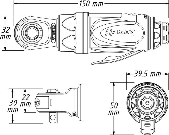 Produktbild HAZET Mini Ratschenschrauber 9021P-2 ∙ Vierkant 10 mm (3/8 Zoll) (3/8")