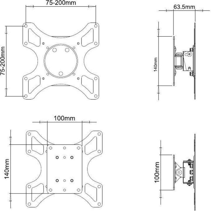 Image du produit Techly Support mural inclinable (Mur, 37", 25 kg)