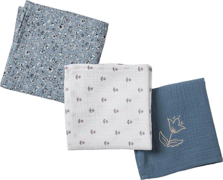 Actual product image Vertbaudet 3er-Pack Baby Wickeltücher INDIEN BLUME Oeko-Tex