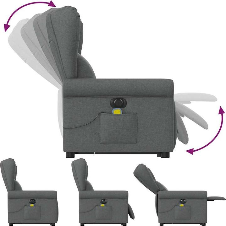 Produktbild VidaXL Elektrischer Massagesessel mit Aufstehhilfe Dunkelgrau Stoff