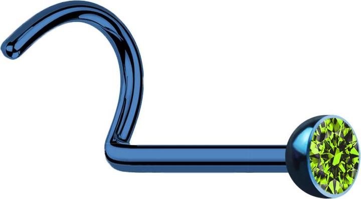 Image du produit Star Piercing Clous de nez courbes bleu foncé avec cristal vert clair (Acier chirurgical 316L, sans laiton)