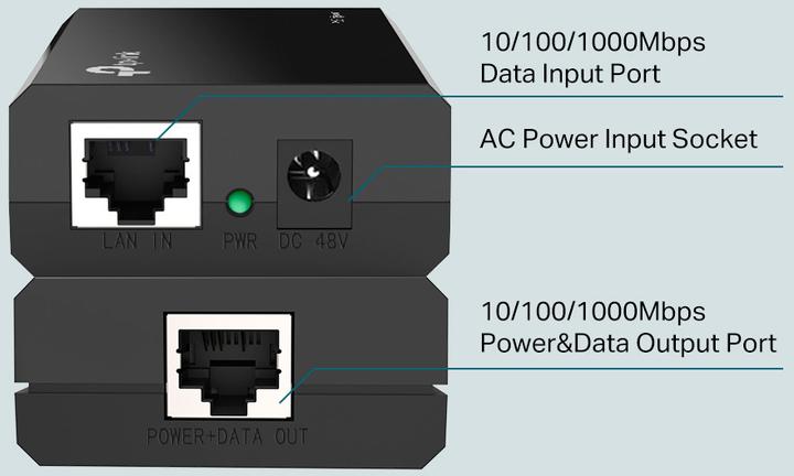 Image du produit TP-Link Adaptateur d'injecteur PoE+ TL-POE160S Ethernet LAN (RJ-45) Ports 1x10 (802,3at (PoE+), 802.3af (PoE), 30 W)