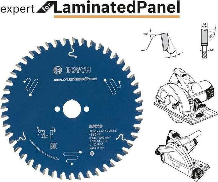 Immagine prodotto Bosch Professional Zubehör Lama circolare Expert per pannelli laminati, 190 x 30 x 2,6 mm, 60