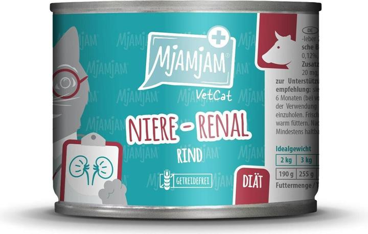 Produktbild Mjamjam VetCat Nassfutter Niere-Renal Rind, 200 g, Tierart: Katze (Adult, 1 Stk., 200 g)