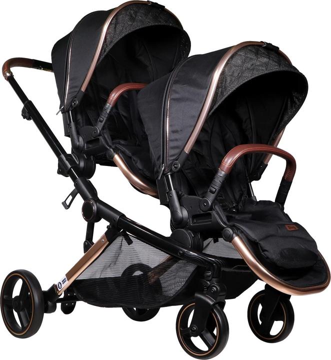 Produktbild Ding Baby Doppelkinderwagen Amigo - Schwarz/Rose