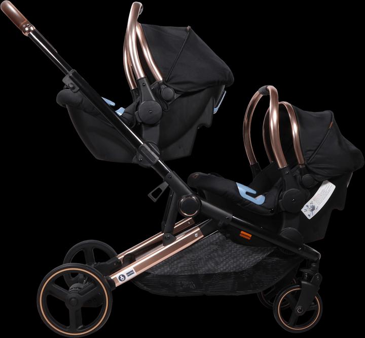 Produktbild Ding Baby Doppelkinderwagen Amigo - Schwarz/Rose