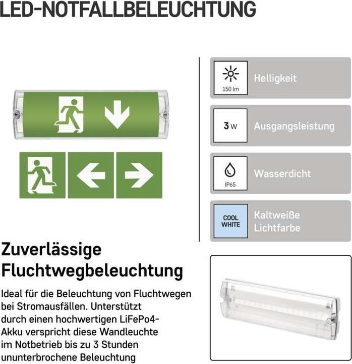 Immagine prodotto Emos Luce di emergenza a LED 3W 3H IP65