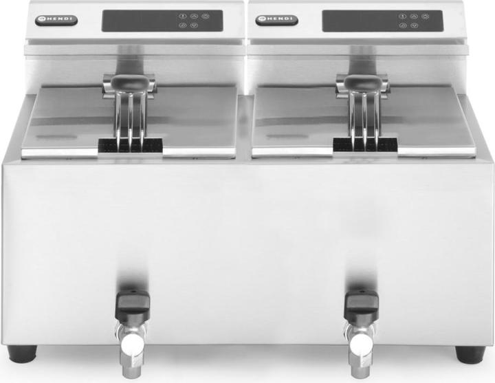 Actual product image Hendi Deep fryer Profi Line digital with drain tap 2 x 8 l