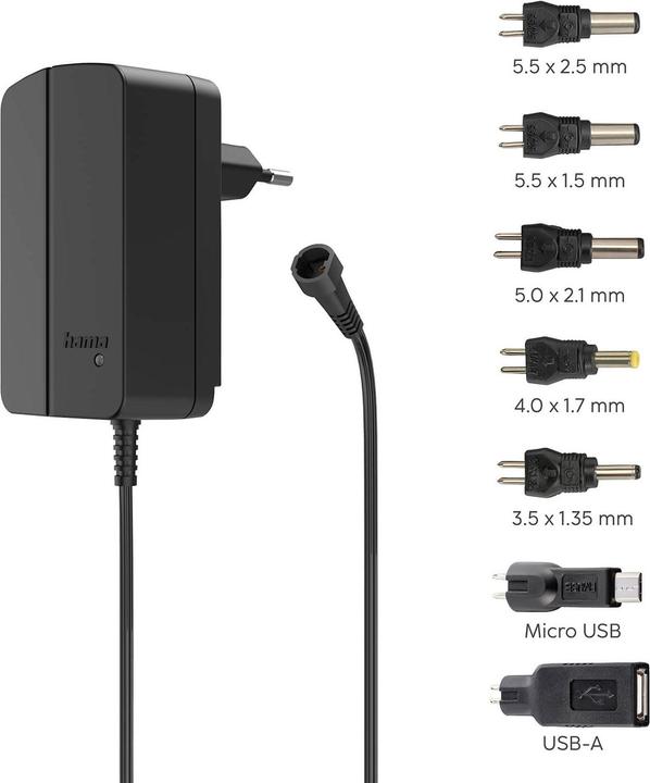 Produktbild Hama Schaltnetzteil universal, einstellbar, 2250mA, 27W, max. 12V, 7 Adapter