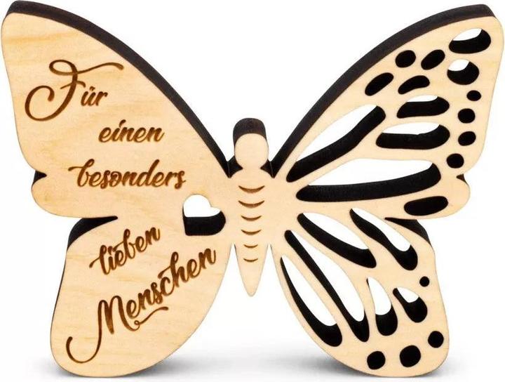 ZNatur Zirben Holz Schmetterling Geschenk Deko mit Gravur Lieber Mensch No.45