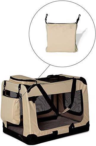 Immagine prodotto Dibea Scatola da trasporto per cani M, Beige (Cane, Gatto, Animaletto, Lavabile, Traspirante, Chiudibile a chiave, Può essere aperto completamente, Pieghevole)