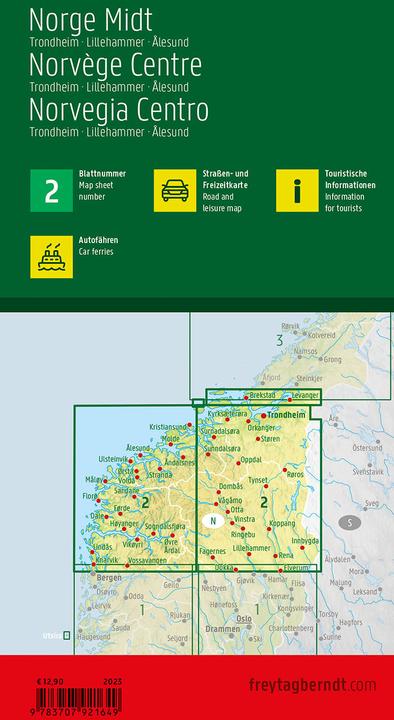 Image du produit Norvège centrale, carte routière et de loisirs 1:250.000, freytag & berndt (freytag & berndt, Allemand, Anglais, Néerlandais, Slovaque, Tchèque, Italien, Norvégien, Espagnol)