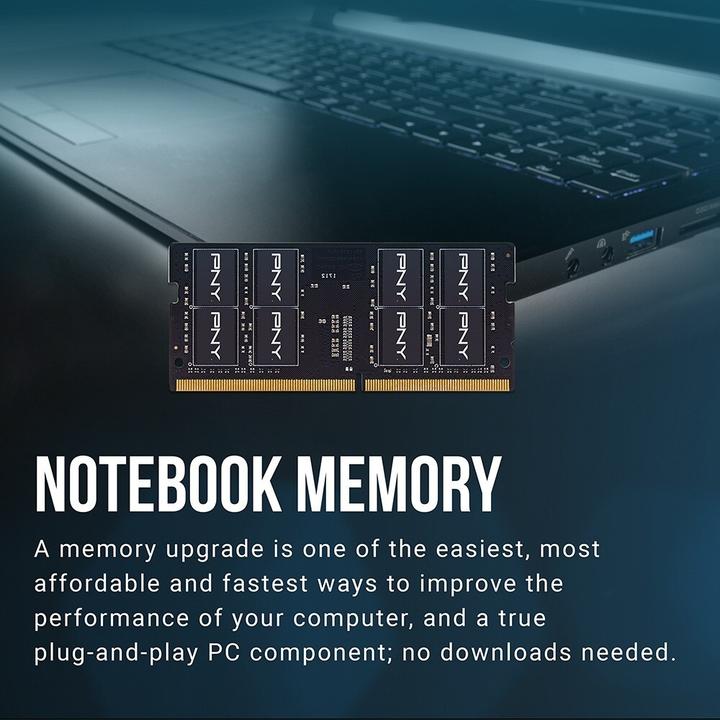 Immagine prodotto PNY Memoria per notebook Performance, SODIMM, DDR4, 16 GB, 3200 MHz, CL22 (MN16GSD43200-TB) (1 x 16GB, 3200 MHz, DDR4-RAM, SO-DIMM)