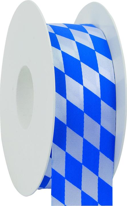 Produktbild Goldina Loy Zier Acetatband - 40 mm x 25 m, Raute, weiss/blau (Geschenkband, 1 x)