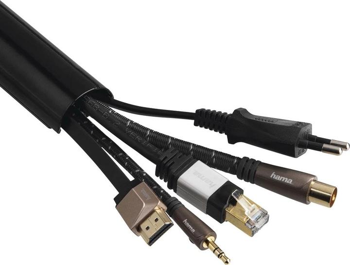Actual product image Hama Aluminium cable duct, half-round, 110 x 3.3 x 1.8 cm, black (Duct, 110 cm)