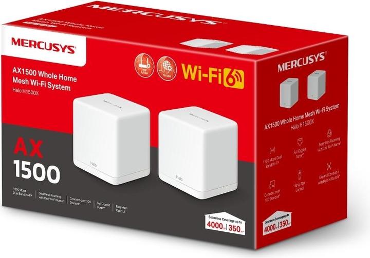 Actual product image Mercusys WL-Router Halo H1500X Home Mesh WiFi System 2-Pack