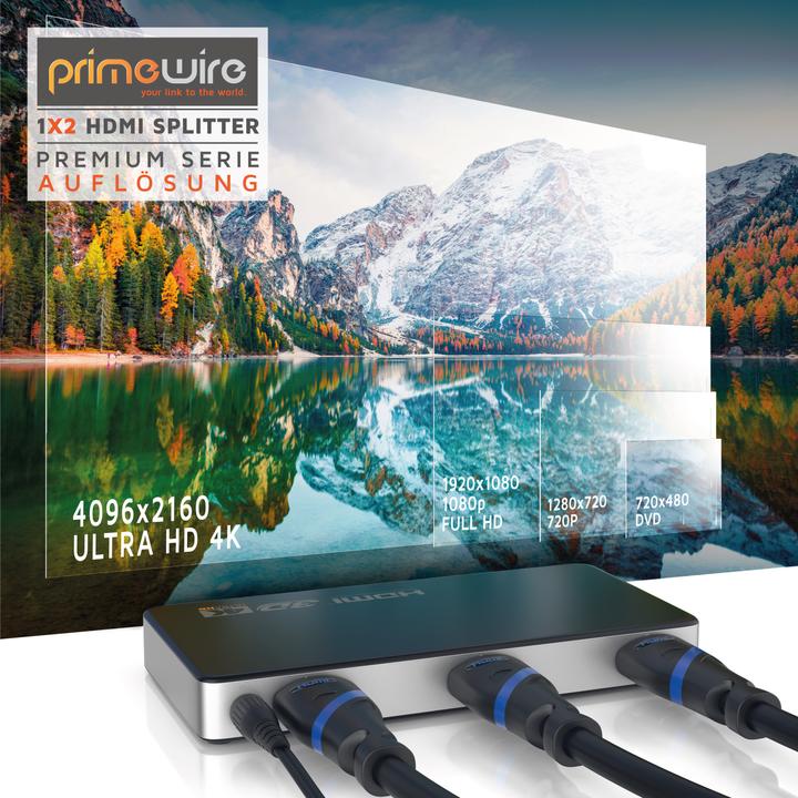 Actual product image Primewire HDMI splitter, switcher, distributor 4K UHD 2160p 4K 30Hz, Full HD, CEC, HDCP, 3D Ready, Deep Colour